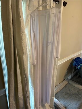 Sheer Long White Duster/robe/coverup